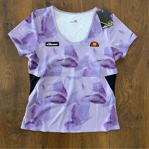 NWT Ellesse Lavender Abstract Print Cardio Tee Athletic Tennis Top Women’s 10